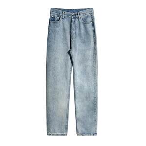
ALLIN American high street retro blue jeans men's trendy brand casual washed vertical straight loose wide-leg pants