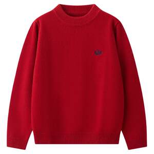 
Hongdou children's pure wool sweater for boys, middle and large children, autumn and winter warm pullover solid color knitted bottoming shirt top M