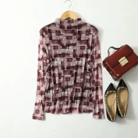 Элитный шелковый весенний базовый приятный телу лонгслив, высокий воротник, облегающий крой