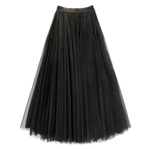 
Great looking autumn and winter new black mesh skirt white skirt pleated long long skirt women's A-line skirt