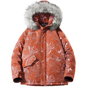 Good luck, carp, no dreams, Chinese style, winter thick couple cotton clothes, printed hooded cotton jacket, outerwear, trendy men and women