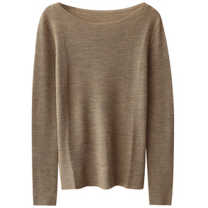 小耳出品 鱼骨纹精纺/无缝一体 48支100绵羊毛 舒适百搭针织毛衣