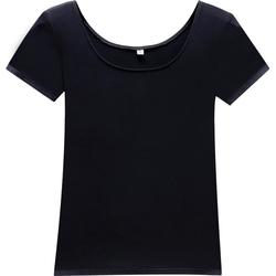 Large Round Neck U-neck T-shirt Women,s Short-sleeved Slim Low-neck Top Black Slimming Inner Modal Bottoming Shirt Half-sleeved Summer