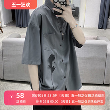 Short sleeved shirt Instagram Hong Kong style ruffian handsome summer thin style