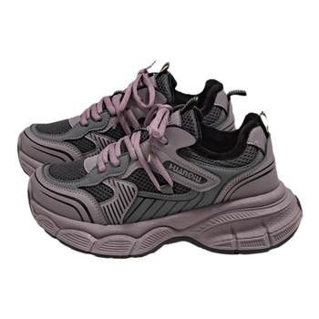 Globally popular velvet purple dad shoes with thick soles and versatile