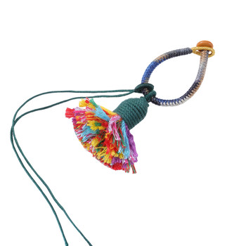 
Hand-woven gradient color finger ring buckle tassel pendant keychain bodhi jade pendant rope placket clothing lanyard