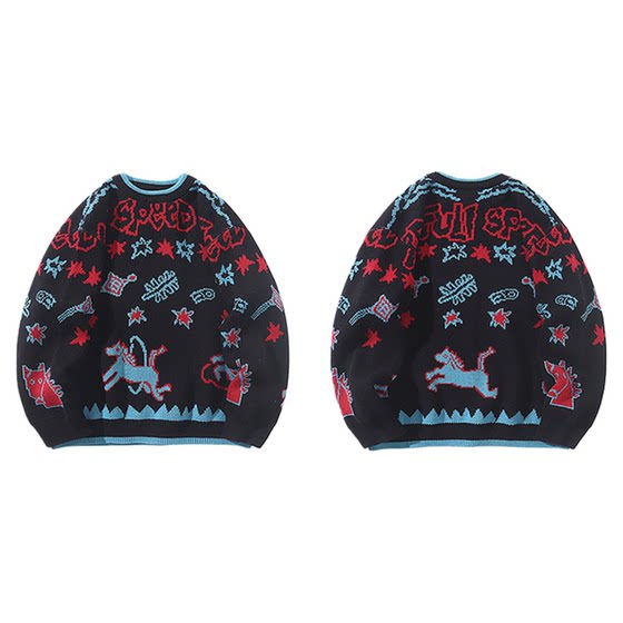 
[New Year Limited] mipo winter children's sweater for boys and girls pullover pure cotton all-over printed warm sweater