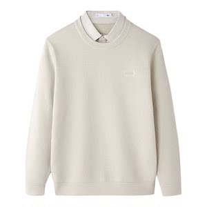 
HLA/Heilan House high-end business apricot sweater men's 25 winter new fake two-piece cardigan sweater for men