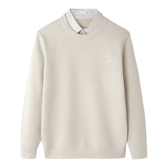 
HLA/Heilan House high-end business apricot sweater men's 25 winter new fake two-piece cardigan sweater for men