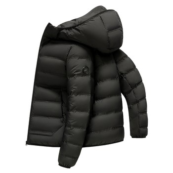 Men's versatile hooded short down jacket