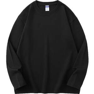 
260g heavyweight pure cotton long-sleeved T-shirt men's autumn and winter inner layering shirt American Oversize cotton round neck T-shirt