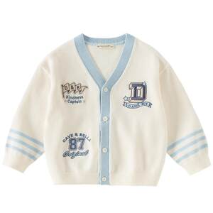 
David Bella children's sweater cardigan boys 2026 new pure cotton anti-static baby sweater college spring wear
