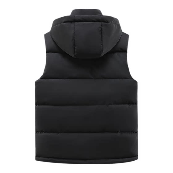 Men's autumn and winter vest down cotton trend hooded hooded shoulder thickened and warm vest leisure horses cuffless jacket
