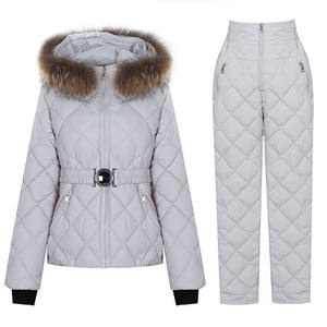 
Down cotton coat suit for women, fashionable women's waist slimming two-piece cotton suit, one-piece thickened winter coat, cotton jacket and cotton trousers