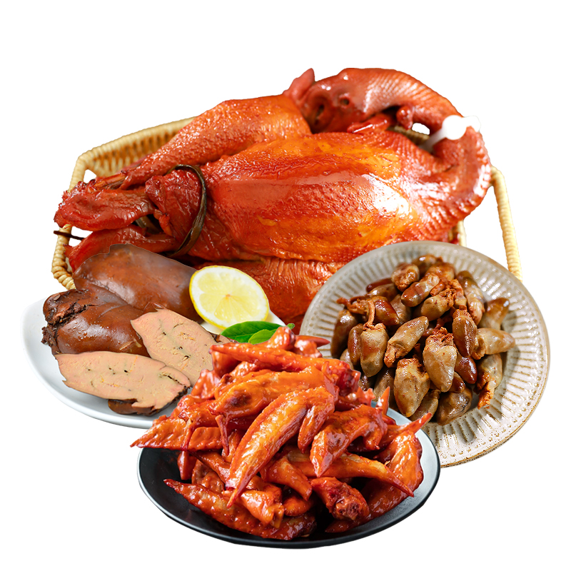 中华老字号 沟帮子 熏鸡小食组合1340g（落锅鸡800g+鸡肝180g+鸡翅尖160g+鸡心200g）券后49元包邮