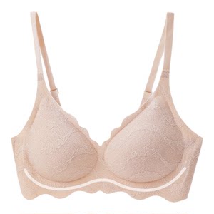 
Forlé Girl Seamless Lace Small Breast Bra Women's Thin Jelly Strip Bra Large U Back Fixed Padded Bra