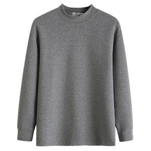 Middle aged and elderly men's long sleeved T-shirts, autumn and winter pure cotton round neck, solid color autumn clothes, dad's base shirt, top, men's cotton sweater