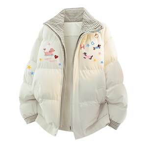 
Charles Heart Dachshund American Stand Collar Plaid Cotton Jacket for Men and Women Winter Thickened Warm Couple Cotton Jacket