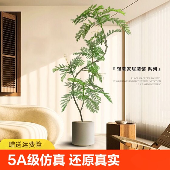 仿真绿植蓝花楹室内盆栽大型仿生植物假树轻奢客厅装饰品落地摆件