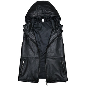 Head layer cowhide leather leather clothes men's and female profile loose and loose hoodie casual vest vest jacket outer fish
