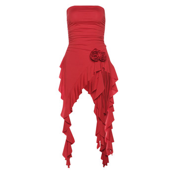 Sylcue ruffled tube top vests hot girl
