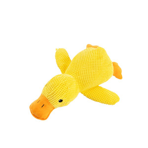 
Little yellow duck dog toy plush to sleep with, resistant to chewing and molaring, making sounds to relieve boredom, cat pet blue elephant companion consumption