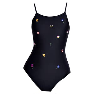 
New Black Garden Advanced Embroidered Swimsuit Women's Conservative Slim Swimwear Surf Backless Triangle One-piece Swimsuit