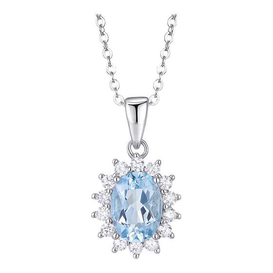 
ILCO Youke classic Princess Diana S925 silver natural aquamarine pendant gem inlaid colorful treasure gift for women