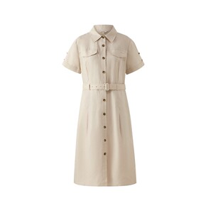 
[French Linen] Eland beautiful dress women's shirt skirt lapel mid-length skirt 2026 summer new style
