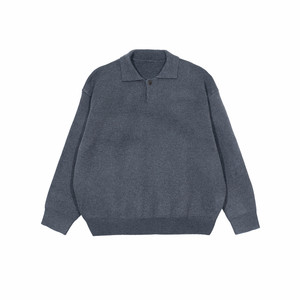 
Holocene American trendy brand niche vintage lazy knitted sweater masculine temperament lapel pullover versatile autumn sweater