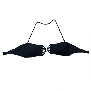 New strapless single piece bikini top for European and American girls, sexy swimsuit with camisole straps gathered together, swimsuit wrapped with chest cushion in black
