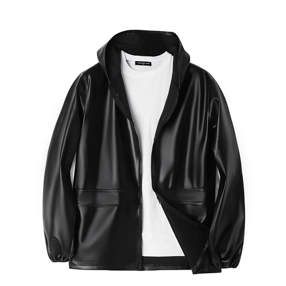 Dry -wearing leather pants work service men's PU leather waterproof leather outer oil -proof slaughtering breeding wearing labor insurance workers thin