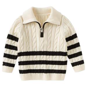 
David Bella Boys Sweater Pullover 2026 Spring and Autumn New Children's Sweater Medium and Large Children's Polo Collar Top