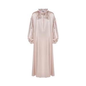 
Gift recommendation}Not Just Pajama silk nightgown, fungus neck loose vacation dress