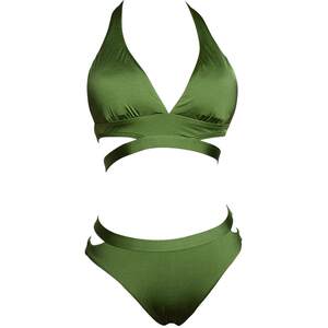 Valtos swimsuit female split deeper V sexy three -point hanging neck Bikini small chest gathered vacation hot springs
