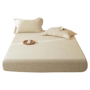 
MUJI Class A cotton and linen double-layer yarn fitted sheet linen fitted sheet bed cover pure cotton 2026 new protective cover set 3