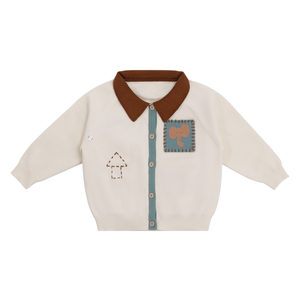 
Oak mont children's sweater jacket spring baby type a pure cotton cardigan boy polo sweater anti-pilling