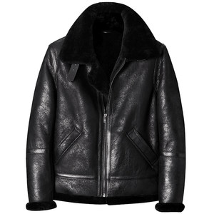 Hanmiis shellaskin wool in winter B3 Air Force flight jacket leather coat men's fur jacket thick original ecology
