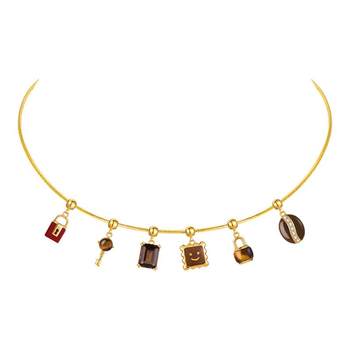 
ZEGL Xiaofangdou original Maillard tiger eye stone necklace