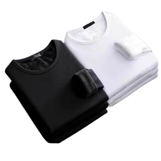 Long -sleeved T -shirt Men's Autumn and Winter New Moder Cotton Plove Men's warm round collar bottoming shirt
