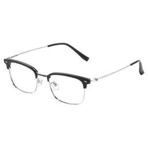 
Ultra-light black silver half-rim glasses frame for men, elegant and handsome, can be matched with high myopia, anti-blue light, small frame frames