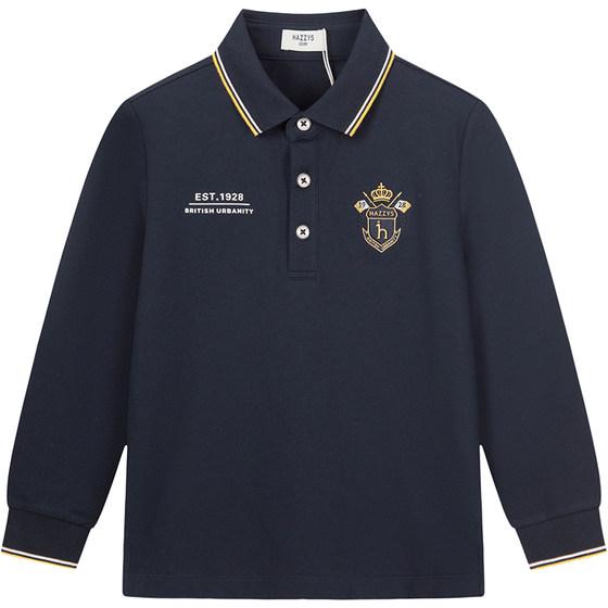 
hazzys Haggis children's clothing boys POLO shirt 2025 autumn new middle-aged children's long-sleeved T-shirt college lapel top