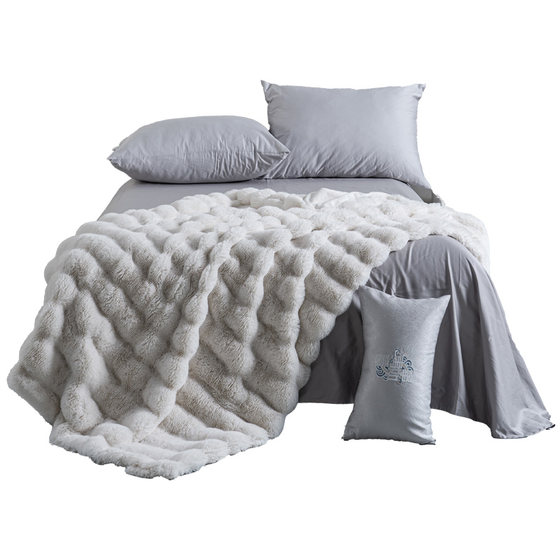 
Yuanmeng Home Textile Blanket Sofa Blanket Flannel Four-Season Blanket Nap Blanket Winter Class A Double Thickened Imitation Rabbit Blanket