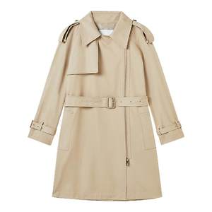 
Langzi French pure cotton high-end waist-hugging mid-length temperament casual British windbreaker jacket 2025 spring new style