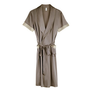 Xuan Liang Couple Ice Silk Pajamas Women's Summer Thin Short sleeved Imitation Silk Bathrobe Silk Pajamas Home Clothing Men's Set