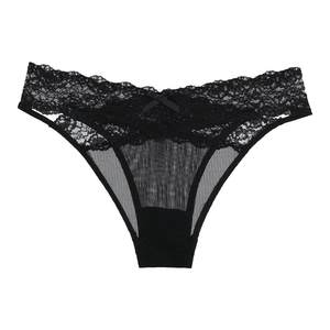 Six rabbits underwear women's sexy lace hollow low -waist cotton bottom crotch skin, comfortable moisture absorption, breathable shorts