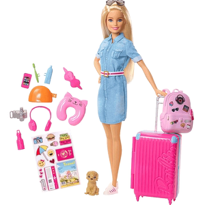 [Self operated] Barbie doll set, toy girl gift box, clothing change version, travel Barbie Malibu gift