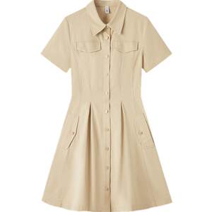 Semir dress for women waist-hugging shirt skirt retro casual trend versatile summer Maillard solid color short skirt temperament