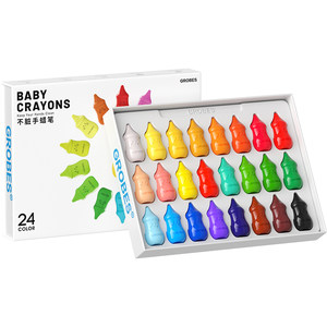 
GROBES baby bottle crayons kindergarten non-dirty hands non-toxic washable oil pastels creative children's professional art supplies non-stick hand brush diy painting color pen set