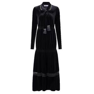 
[SGPR] French elegant waist velvet dress 25 autumn style dignified long-sleeved long skirt